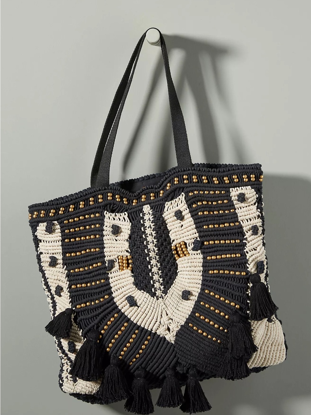 Cleobella Menorca Black & Cream Beaded Tote